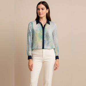 Elie Tahari Silk Abstract Print BlouseSize M